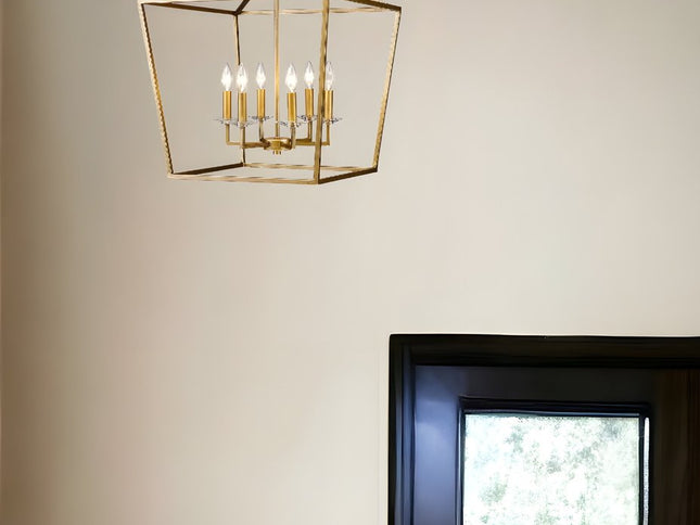 Kennedy 6-Light Antique Gold Foyer Pendant With Crystal Bobeches