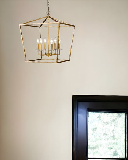 Kennedy 6-Light Antique Gold Foyer Pendant With Crystal Bobeches