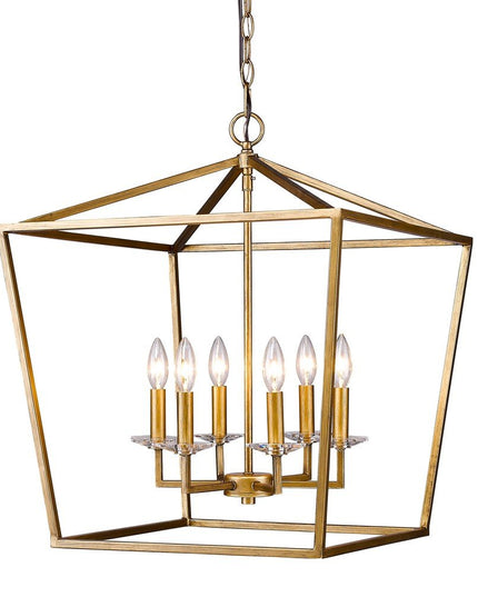 Kennedy 6-Light Antique Gold Foyer Pendant With Crystal Bobeches