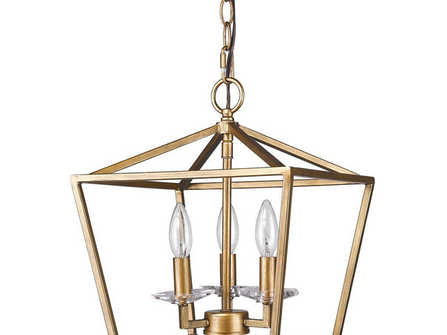 Kennedy 3-Light Antique Gold Pendant With Crystal Bobeches