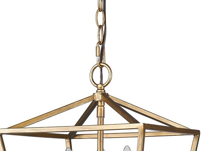 Kennedy 3-Light Antique Gold Pendant With Crystal Bobeches