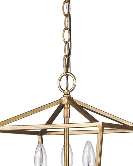 Kennedy 3-Light Antique Gold Pendant With Crystal Bobeches