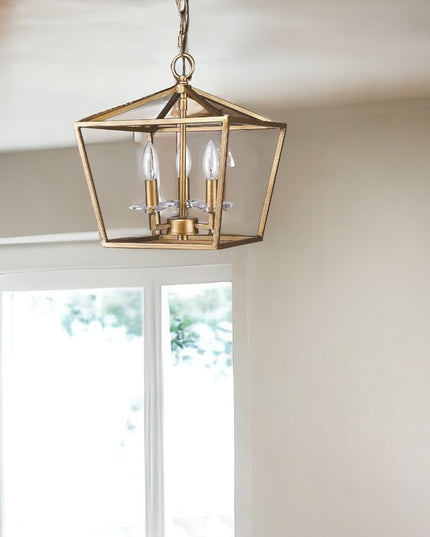 Kennedy 3-Light Antique Gold Pendant With Crystal Bobeches
