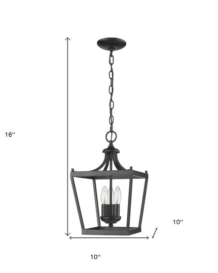 Vintage Black Metal Tapered Hanging Light