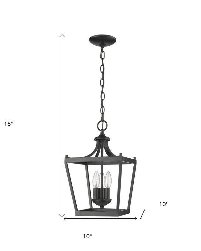 Vintage Black Metal Tapered Hanging Light