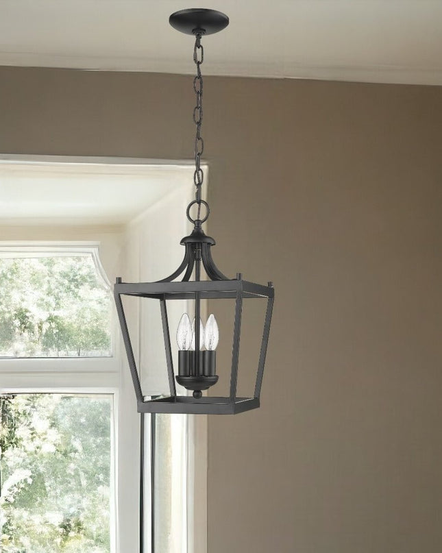 Vintage Black Metal Tapered Hanging Light