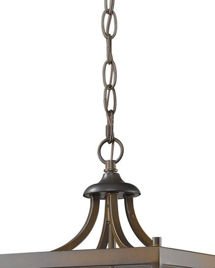 Vintage Brown Metal Tapered Hanging Light