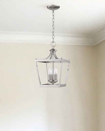 Vintage Silver Metal Tapered Hanging Light