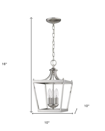 Vintage Silver Metal Tapered Hanging Light