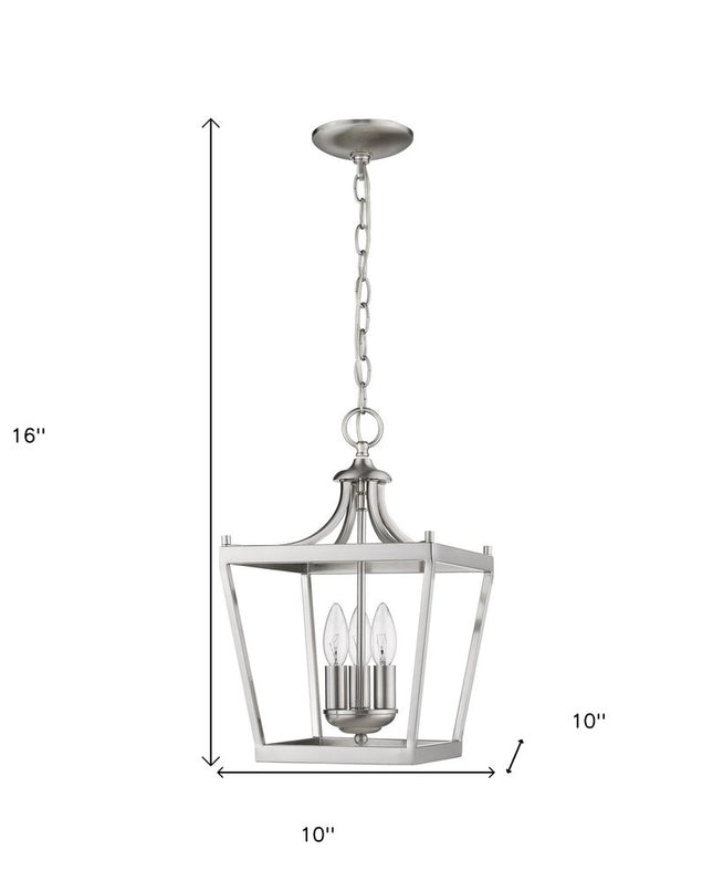 Vintage Silver Metal Tapered Hanging Light