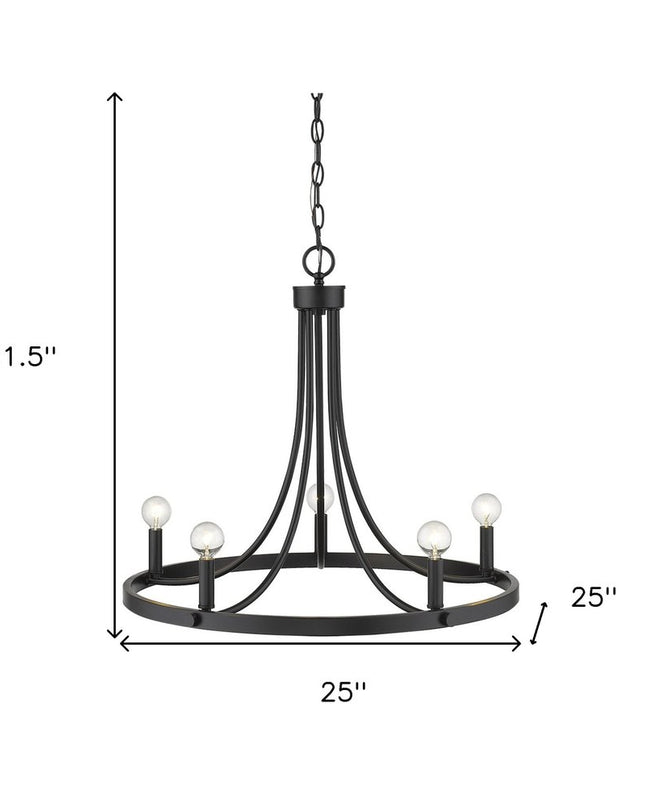 Black Candle Style Five Light Metal Dimmable Chandelier