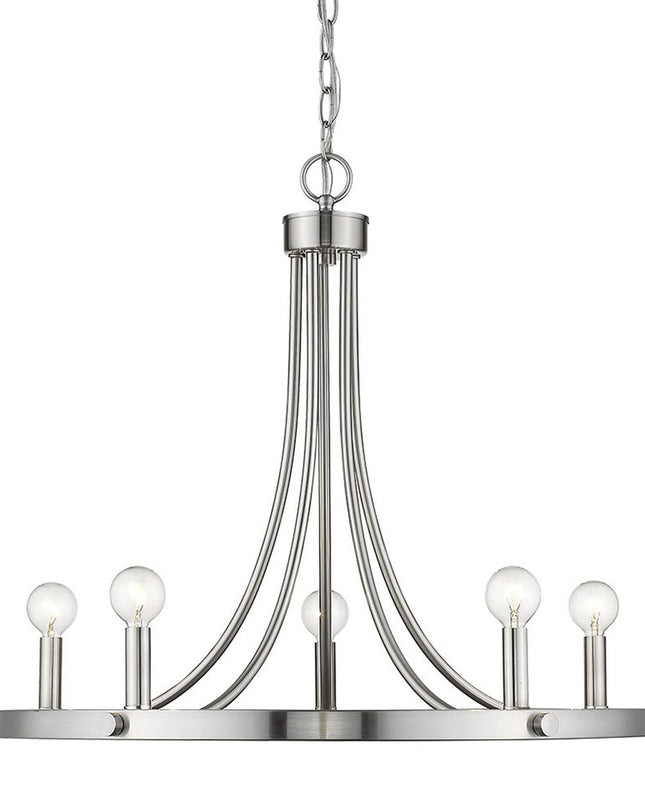Silver Candle Style Five Light Metal Dimmable Chandelier