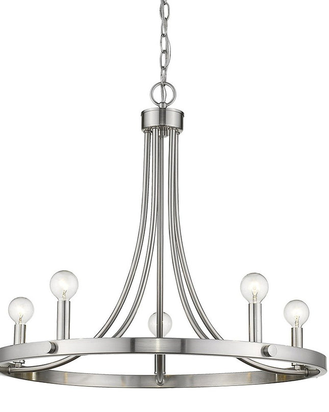 Silver Candle Style Five Light Metal Dimmable Chandelier