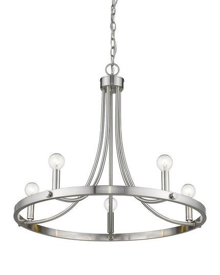 Silver Candle Style Five Light Metal Dimmable Chandelier