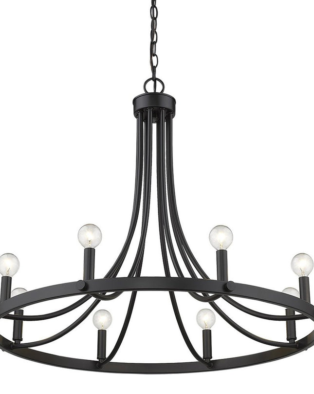 Black Candle Style Eight Light Metal Dimmable Chandelier