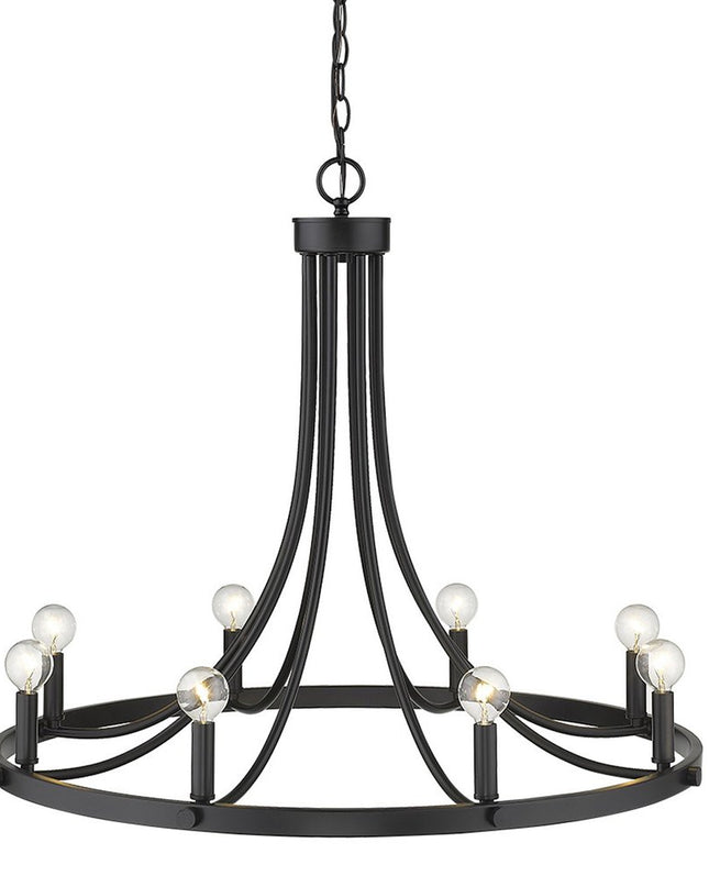 Black Candle Style Eight Light Metal Dimmable Chandelier