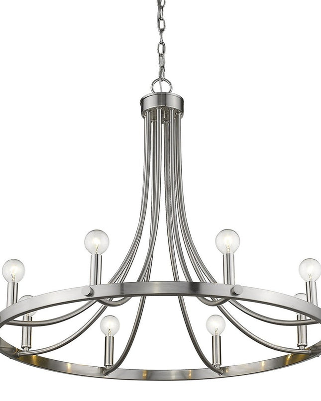 Silver Candle Style Eight Light Metal Dimmable Chandelier