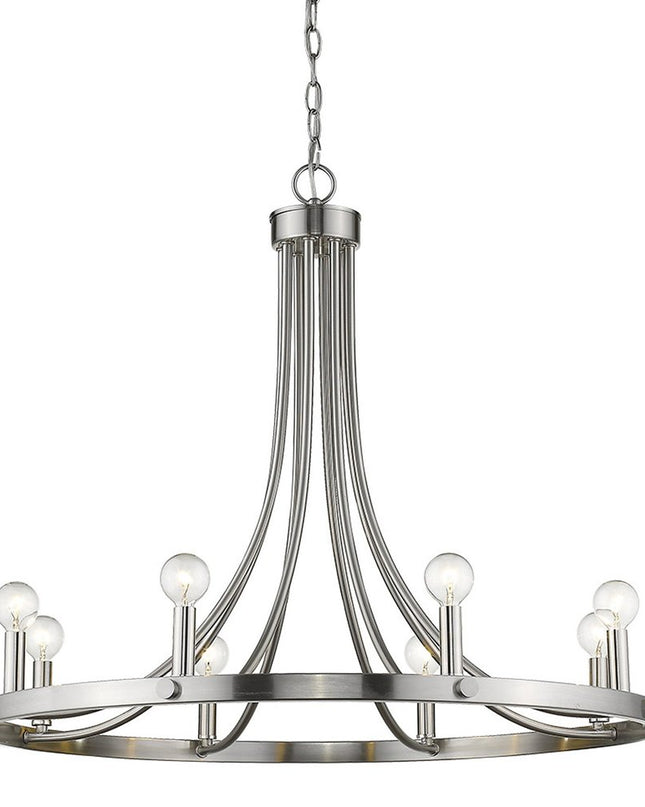 Silver Candle Style Eight Light Metal Dimmable Chandelier