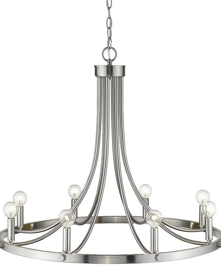 Silver Candle Style Eight Light Metal Dimmable Chandelier