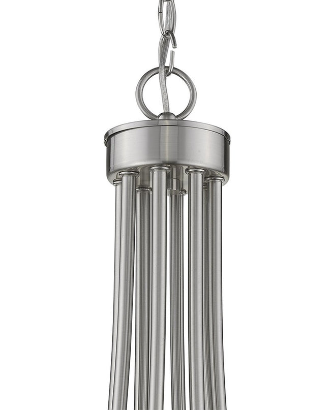 Silver Candle Style Eight Light Metal Dimmable Chandelier