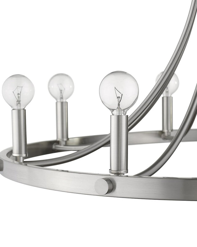 Silver Candle Style Eight Light Metal Dimmable Chandelier