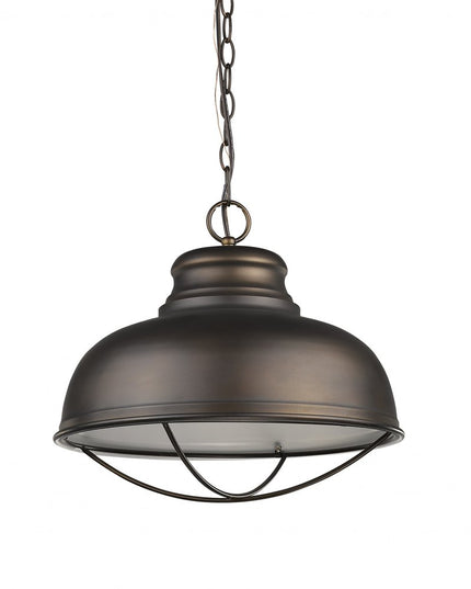 Ansen 1-Light Oil-Rubbed Bronze Pendant With Gloss White Interior Shade