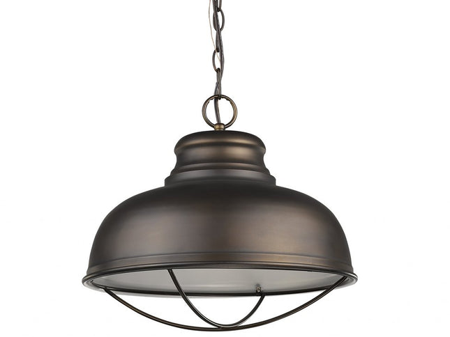 Ansen 1-Light Oil-Rubbed Bronze Pendant With Gloss White Interior Shade