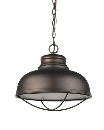 Ansen 1-Light Oil-Rubbed Bronze Pendant With Gloss White Interior Shade