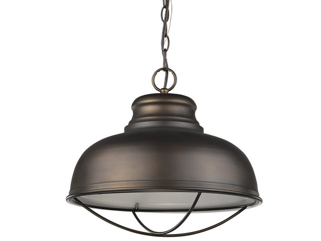 Ansen 1-Light Oil-Rubbed Bronze Pendant With Gloss White Interior Shade