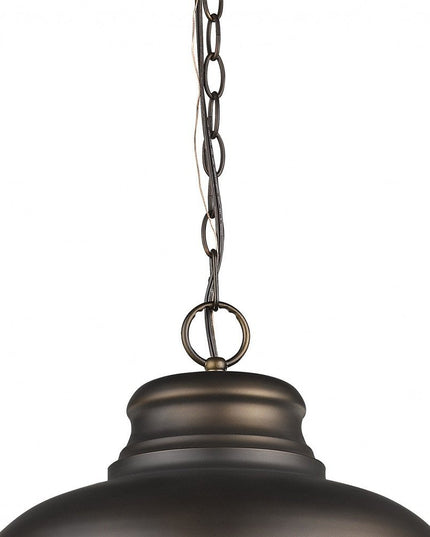 Ansen 1-Light Oil-Rubbed Bronze Pendant With Gloss White Interior Shade