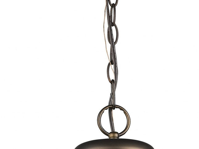Ansen 1-Light Oil-Rubbed Bronze Pendant With Gloss White Interior Shade