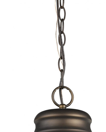 Ansen 1-Light Oil-Rubbed Bronze Pendant With Gloss White Interior Shade