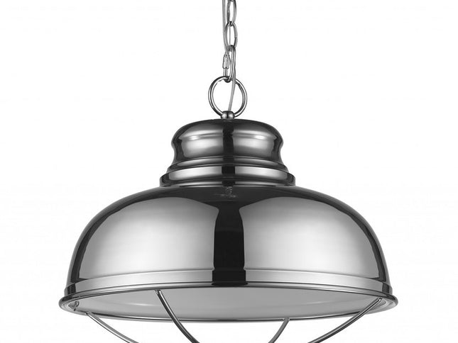 Ansen 1-Light Polished Nickel Pendant With Gloss White Interior Shade