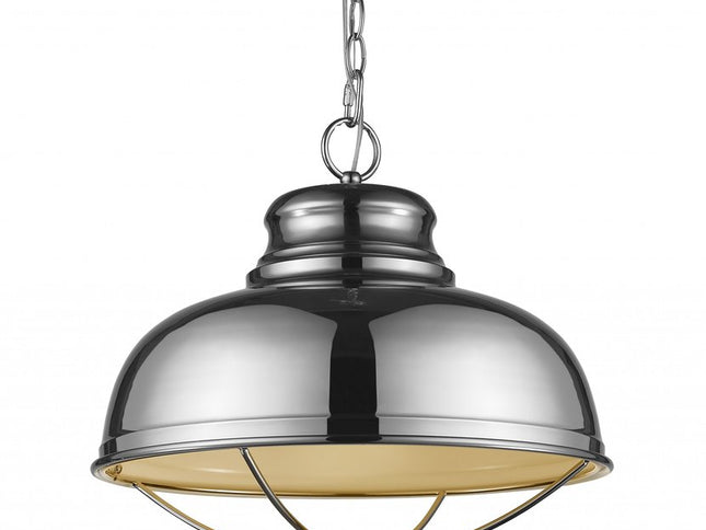 Ansen 1-Light Polished Nickel Pendant With Gloss White Interior Shade