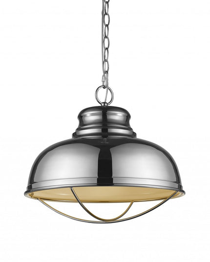 Ansen 1-Light Polished Nickel Pendant With Gloss White Interior Shade