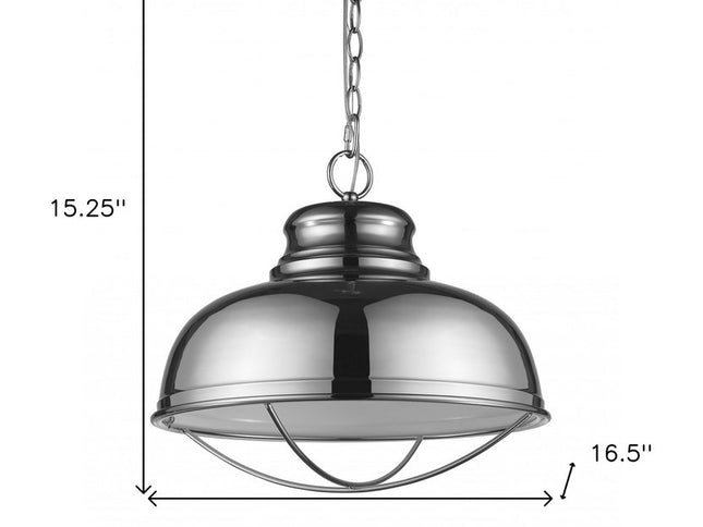Ansen 1-Light Polished Nickel Pendant With Gloss White Interior Shade