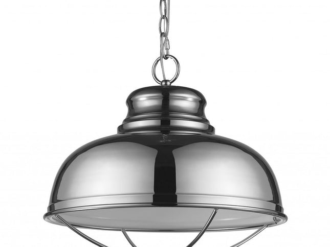 Ansen 1-Light Polished Nickel Pendant With Gloss White Interior Shade