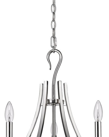 Nickel Candle Style Five Light Metal Dimmable Chandelier