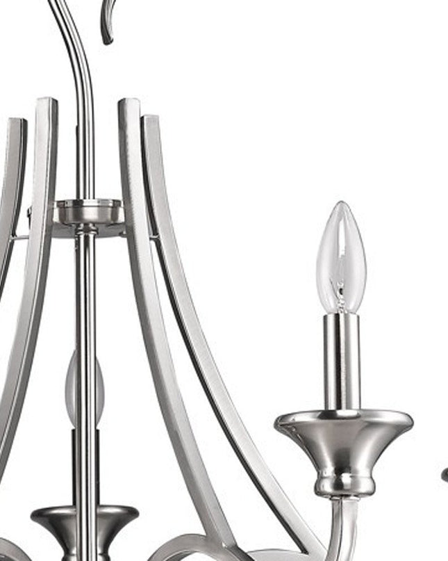 Silver Candle Style Five Light Metal Dimmable Chandelier