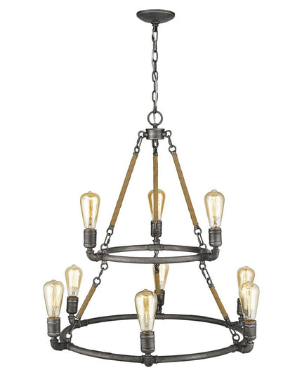 Brown and Black Nine Light Metal Dimmable Chandelier