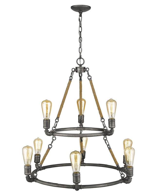 Brown and Black Nine Light Metal Dimmable Chandelier