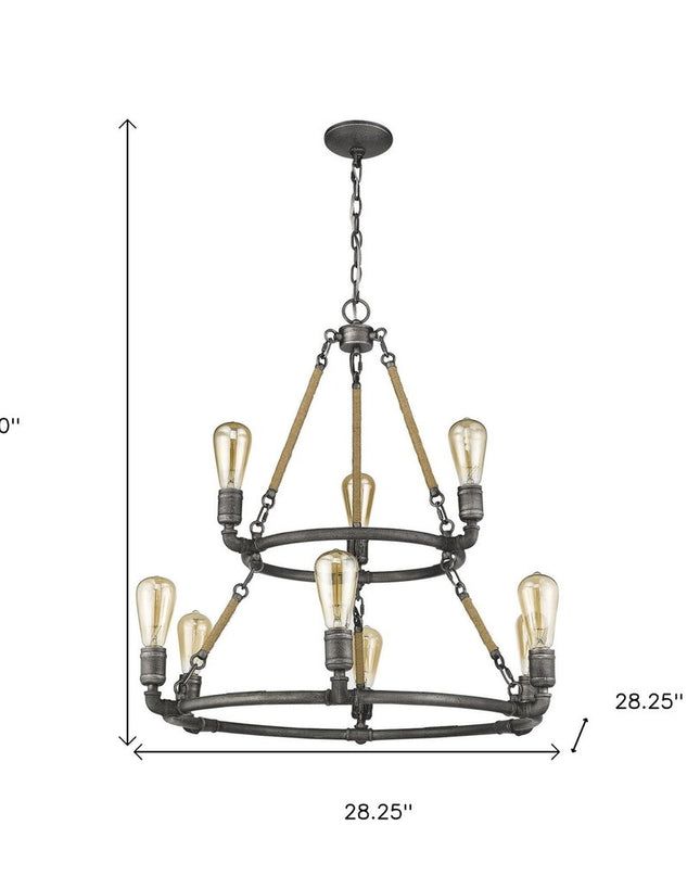 Brown and Black Nine Light Metal Dimmable Chandelier
