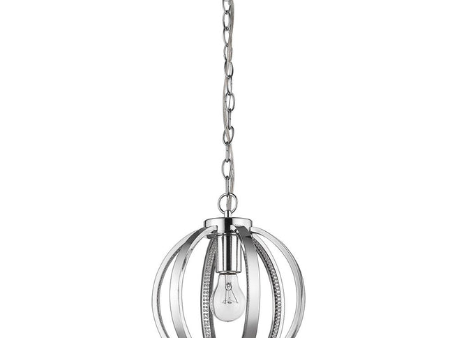 Nevaeh 1-Light Chrome Globe Pendant With Crystal Accents