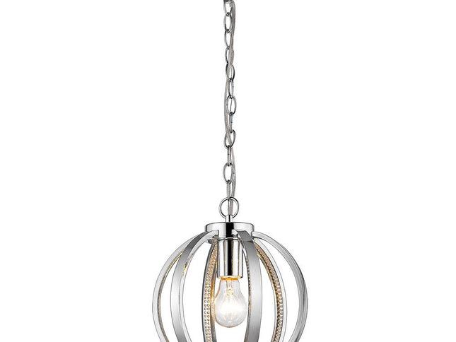 Nevaeh 1-Light Chrome Globe Pendant With Crystal Accents