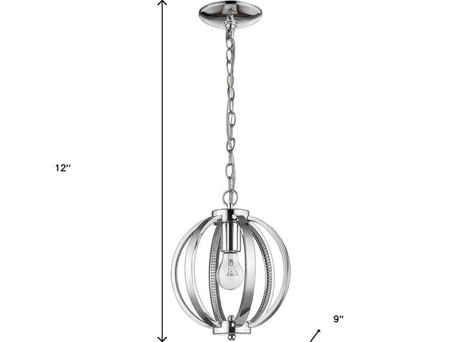 Nevaeh 1-Light Chrome Globe Pendant With Crystal Accents