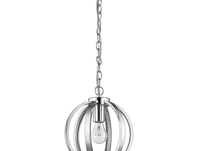 Nevaeh 1-Light Chrome Globe Pendant With Crystal Accents