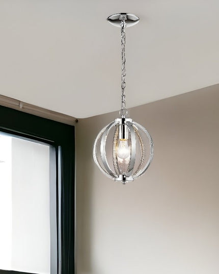 Nevaeh 1-Light Chrome Globe Pendant With Crystal Accents