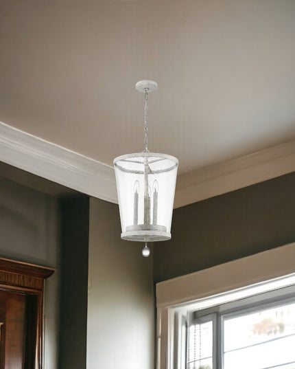 Callie 3-Light Country White Foyer Pendant