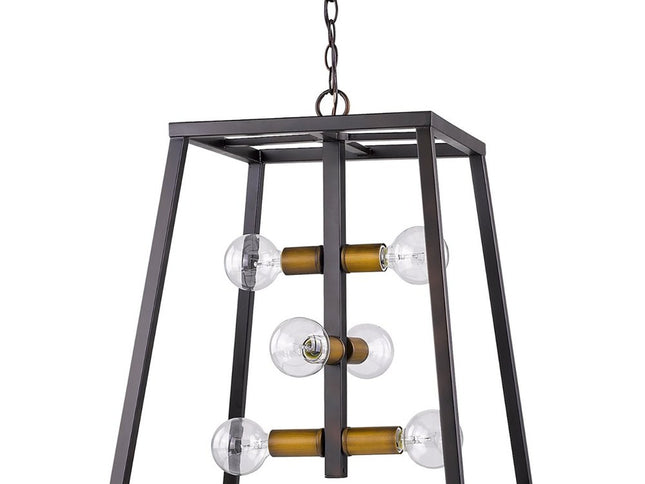 Tiberton 6-Light Oil-Rubbed Bronze Foyer Pendant With Antique Brass Sockets
