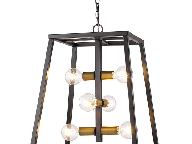 Tiberton 6-Light Oil-Rubbed Bronze Foyer Pendant With Antique Brass Sockets